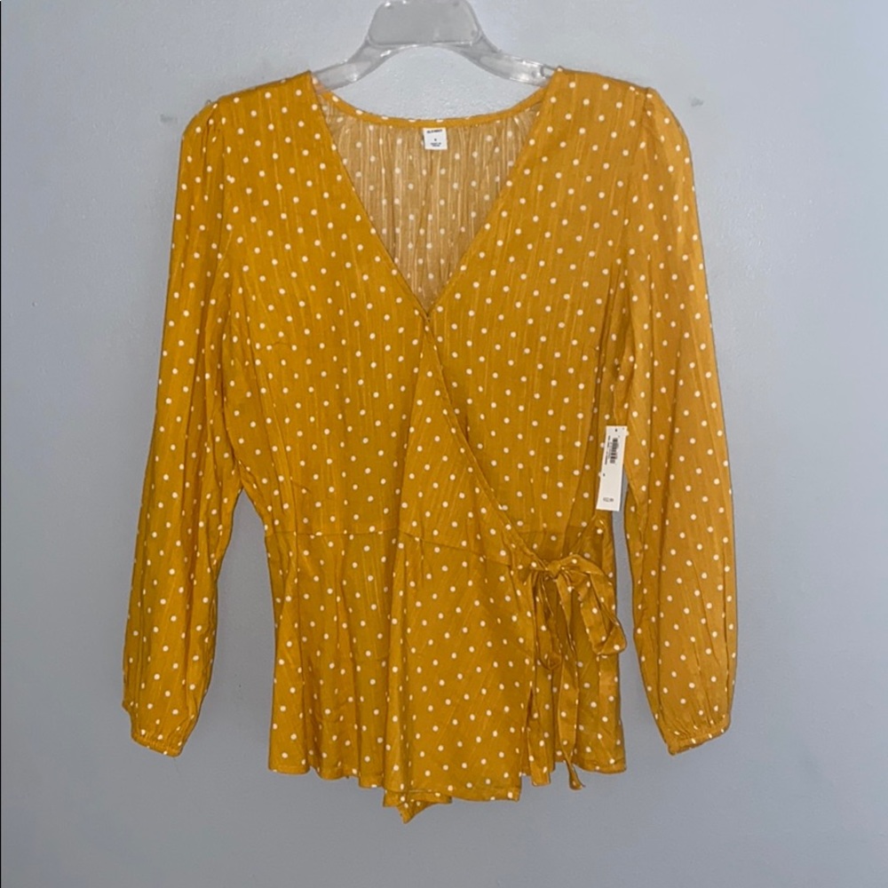 Yellow & White Polka Dotted Blouse